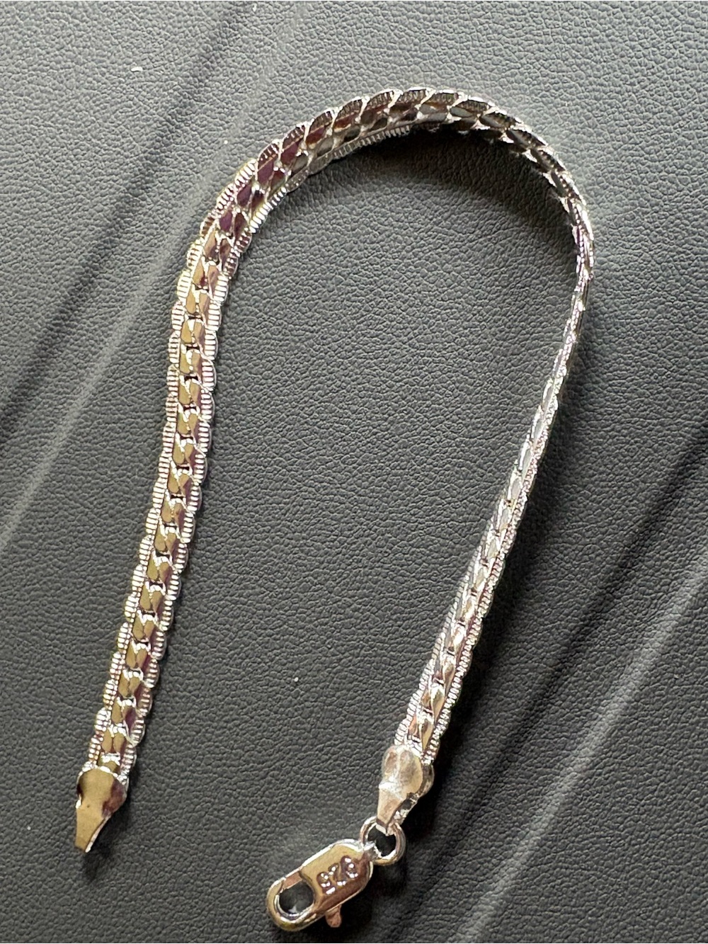 Sterling Silver 925 Cuban bracelet w Lobster Clasp - 7.5 inch